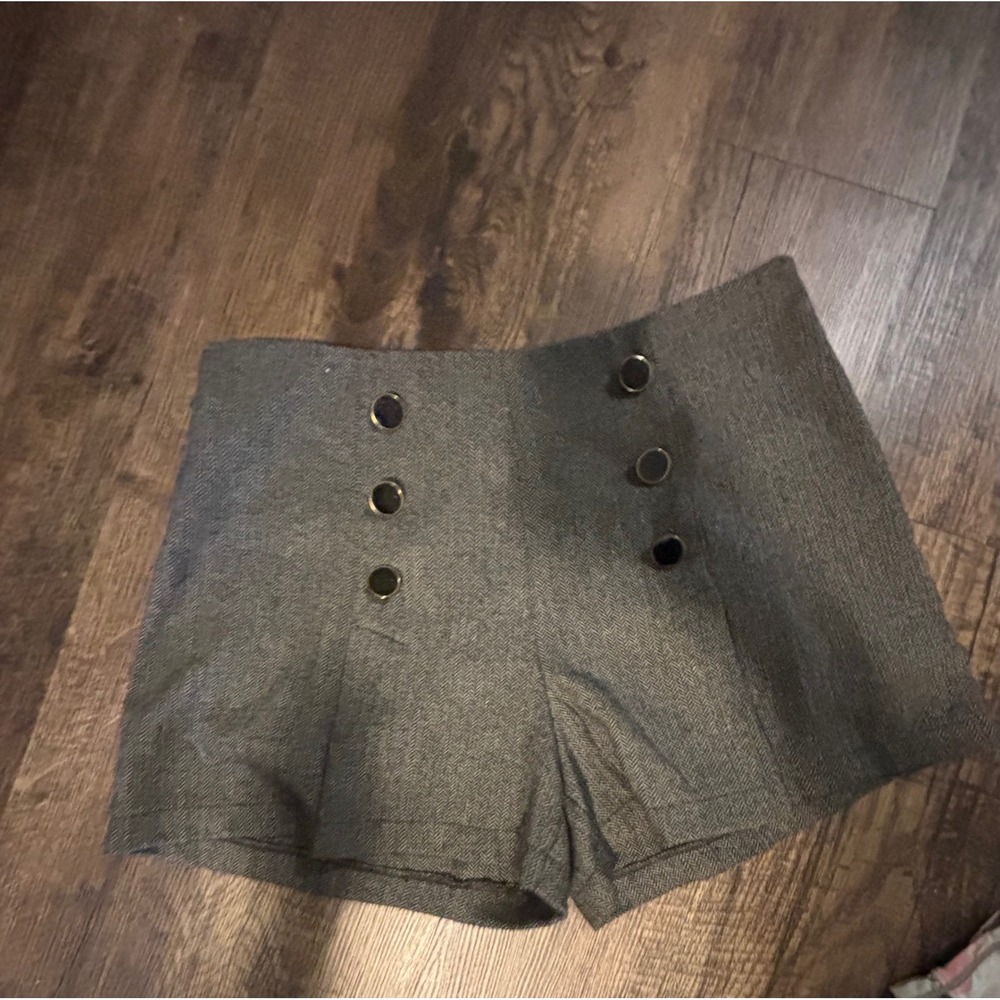 Marc and Riley Grey Herringbone High Waisted Sailor Shorts Womens Size M